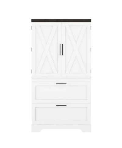 Casainc Modern Farmhouse Wooden Cabinet With Sturdy Frame Storage Divider Drawers For Living Room Office