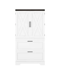 Casainc Modern Farmhouse Wooden Cabinet With Sturdy Frame Storage Divider Drawers For Living Room Office