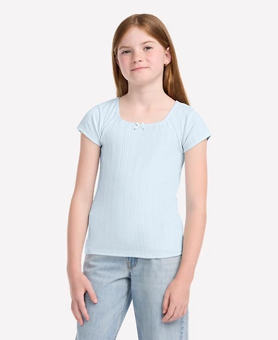 abercrombie kids Girls Pointelle Knit Square Neck T-Shirt