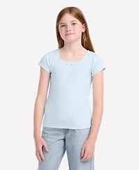abercrombie kids Girls Pointelle Knit Square Neck T-Shirt