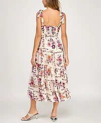Trixxi Juniors' Pebble Chiffon Printed Sleeveless Midi Dress