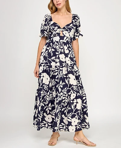 Trixxi Juniors' Woven Printed Fit & Flare Dress