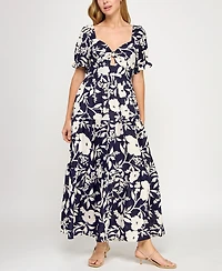 Trixxi Juniors' Woven Printed Fit & Flare Dress