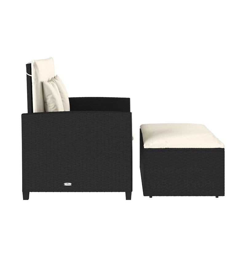 vidaXL Patio Sofa with Cushions 2-Seater Poly Rattan
