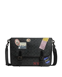 Coach Men's Hitch Signature Canvas with Patches Messenger Bag