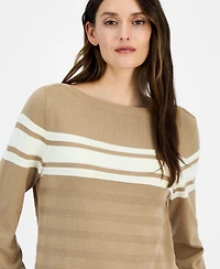 Nautica Jeans Women's Cotton Boat-Neck Textured Sweater