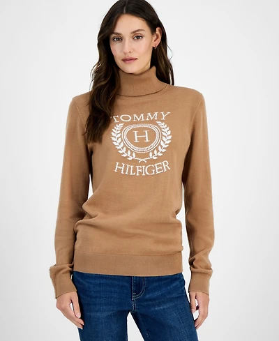 Tommy Hilfiger Women's Cotton Crest Turtleneck Sweater