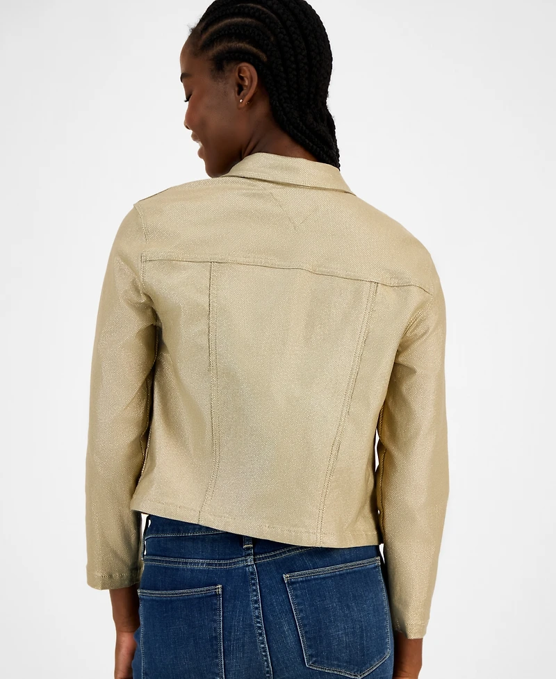 Tommy Hilfiger Women's Foil Cropped Trucker Jacket