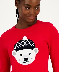 Tommy Hilfiger Women's Cotton Beanie Bear Crewneck Sweater