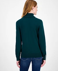 Tommy Hilfiger Women's Cotton Vertical Stripe Turtleneck Sweater