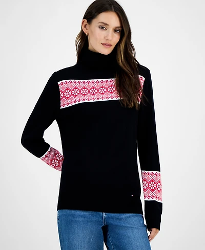 Tommy Hilfiger Women's Cotton Fair Isle Turtleneck Sweater