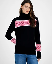Tommy Hilfiger Women's Cotton Fair Isle Turtleneck Sweater