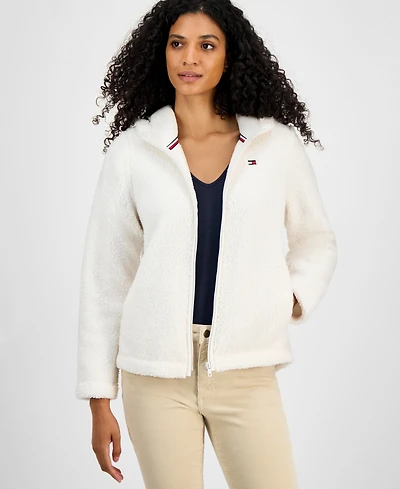 Tommy Hilfiger Women's Zip-Front Long-Sleeve Sherpa Jacket