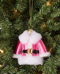 Holiday Lane Pastel Shine Glass Pink Santa Suit Ornament, Macy's Exclusive