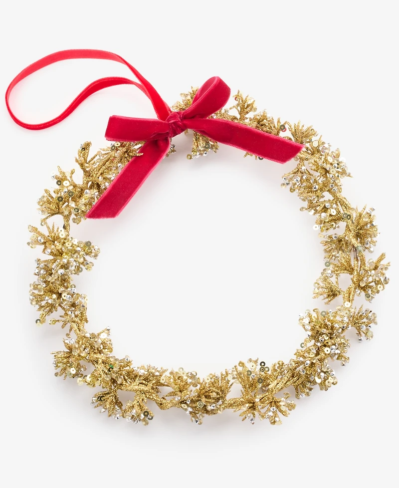 Holiday Lane Berry Tones Gold-Tone Wreath Ornament, Macy's Exclusive