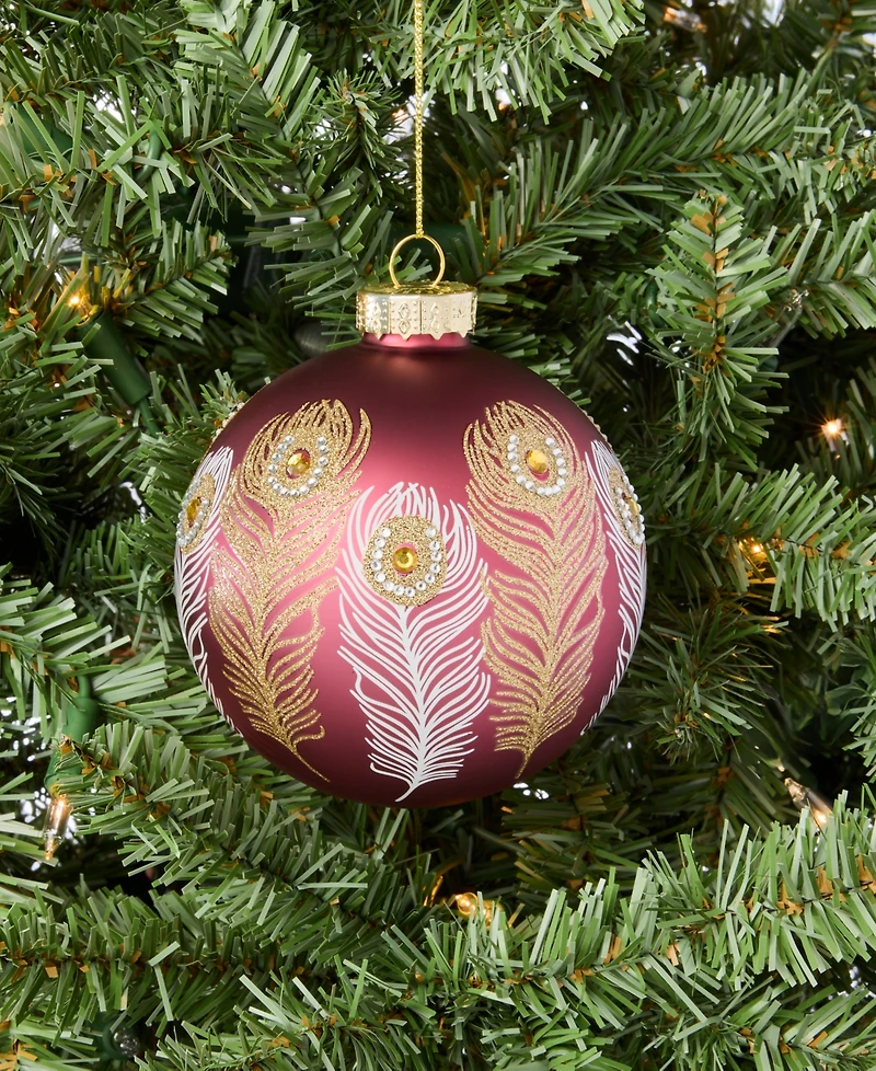Holiday Lane Berry Tones Peacock Feather Ball Ornament, Macy's Exclusive