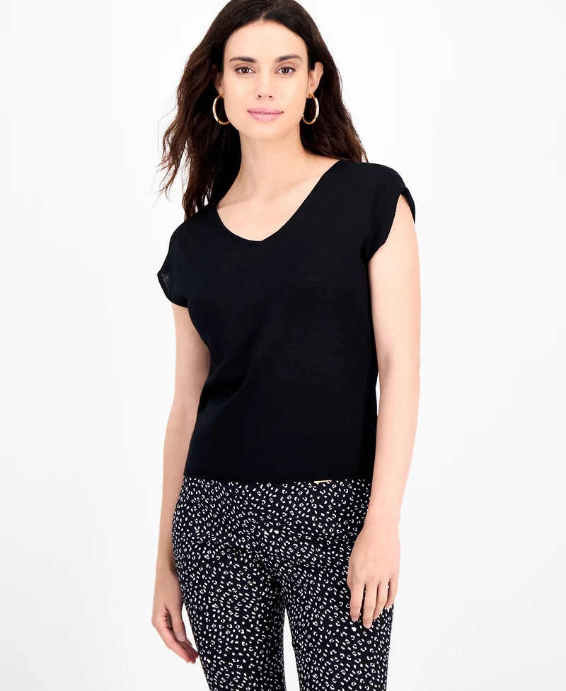 I.n.c. International Concepts Petite Double-v-Neck Cap-Sleeve Top, Macy's Exclusive