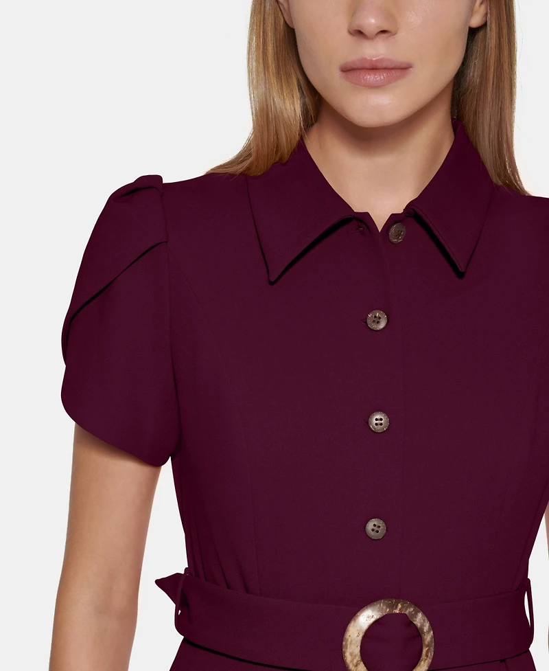 Calvin Klein Women's Scuba Crepe Belted Shirtdress