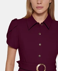Calvin Klein Women's Scuba Crepe Belted Shirtdress