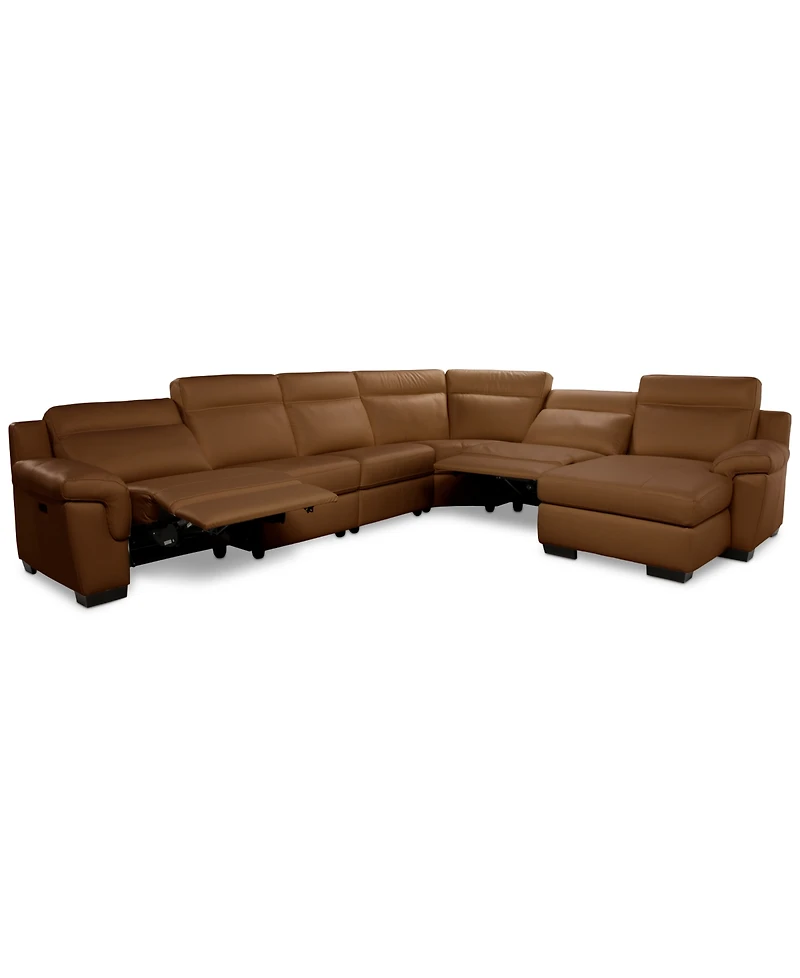 Julius Ii -Pc. Leather Chaise Sectional with 2 Power Recliners