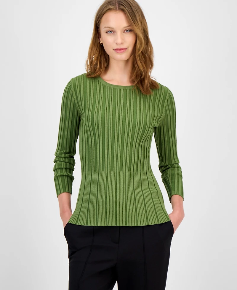 T Tahari Women's Variegated Crewneck Knit Top