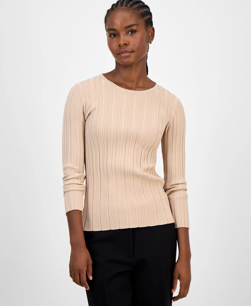 T Tahari Women's Variegated Crewneck Knit Top