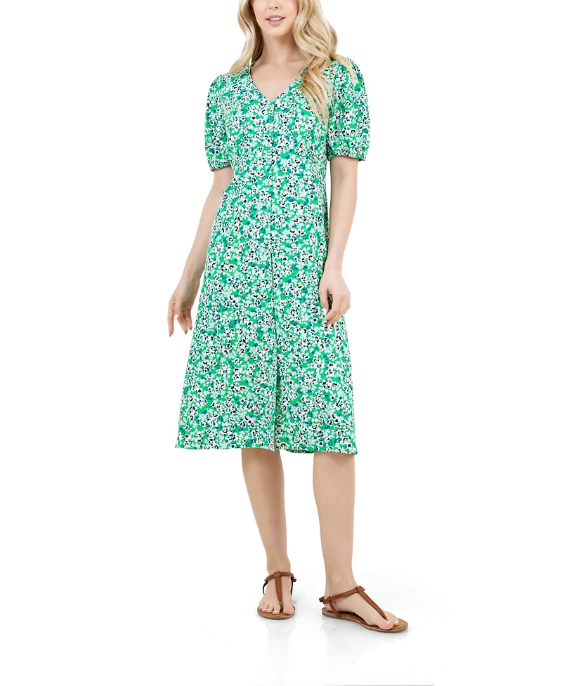 Fever Women's V-Neck Empire Waist Midi Dress