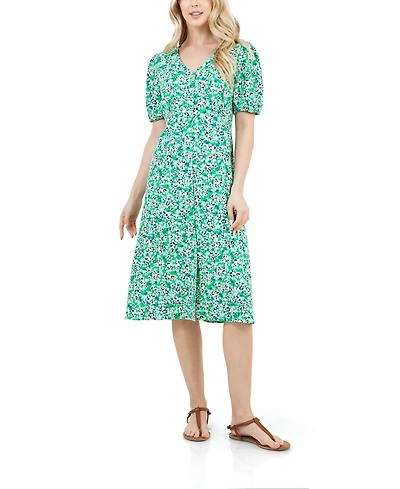 Fever Women's V-Neck Empire Waist Midi Dress