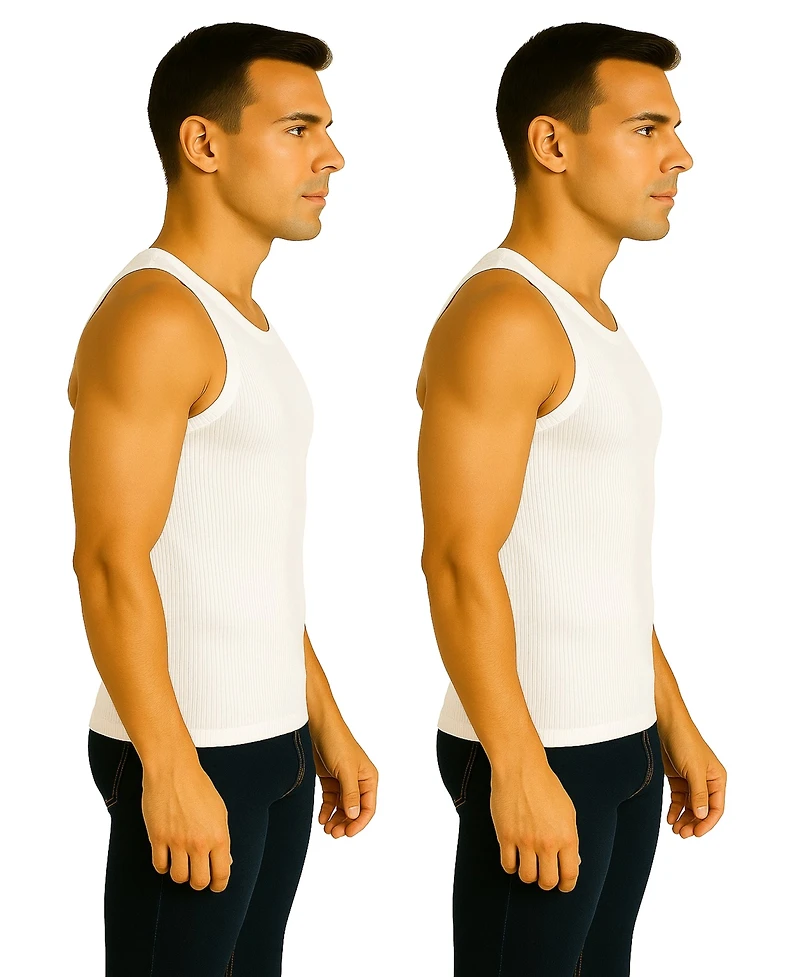 Galaxy By Harvic Men's -Pack Heavyweight Ribbed Tank Top