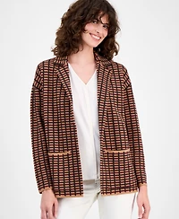 Ak Anne Klein Women's Check Open-Front Jacket