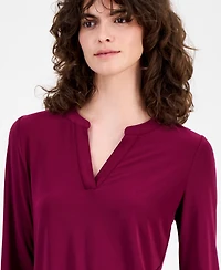 Ak Anne Klein Women's Split-Neck Top