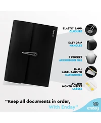 Accordion File Organizer Blue, 7 Pocket Expanding and Cover Folder with Labels, Plastic Portable Desktop Letter A4 Paper