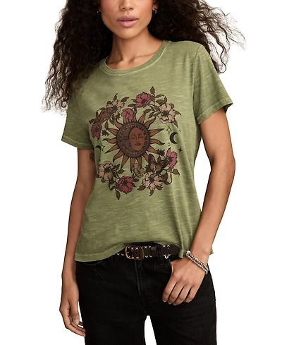 Lucky Brand Women's Cotton Sun & Moon Floral Classic T-Shirt