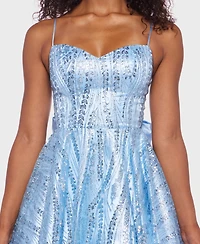 Alex & Sophia Juniors' Glitter Fit Flare Dress