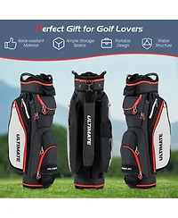 Gymax 9.5" Golf Cart Bag w/14 Divider Rain Hood Cooler 8 Pockets