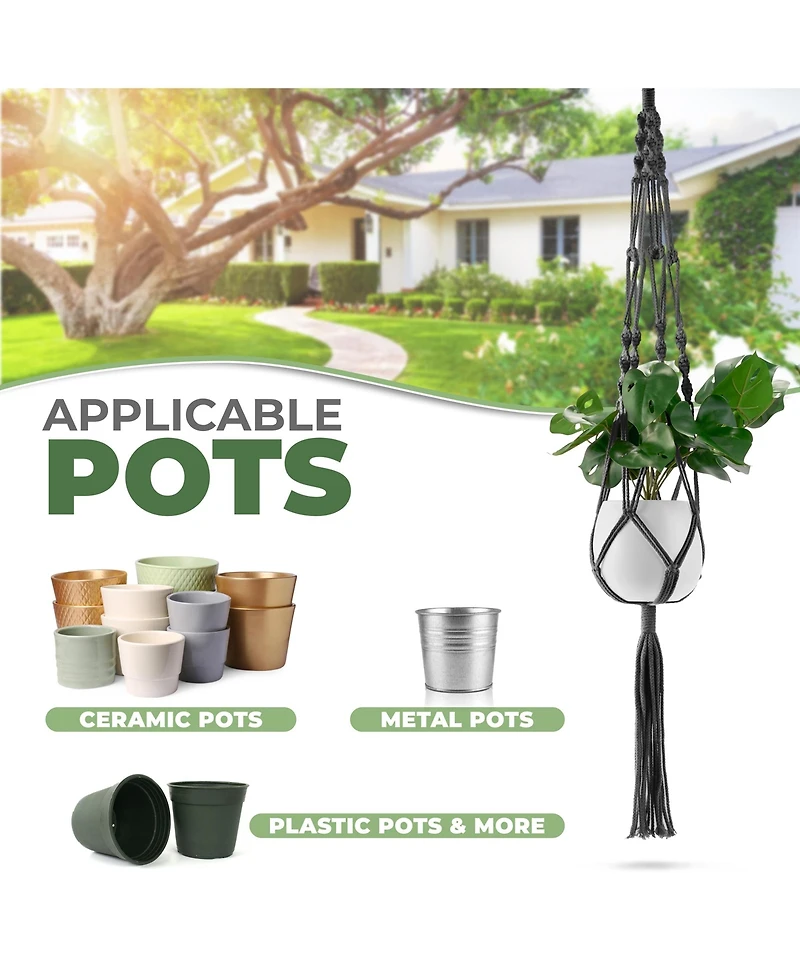 Sorbus Macrame Plant Hanger - for Indoor & Outdoor Hanging Cotton Rope, Home, Patio, Garden