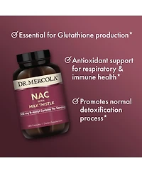 Dr. Mercola Nac with Milk Thistle, 90 Serving, 500 mg N-Acetyl-Cysteine Per Serving, Supports Normal Detoxification Processes