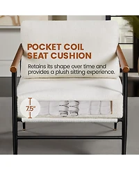 Yaheetech Mid-century Boucle Accent Chair, Ivory