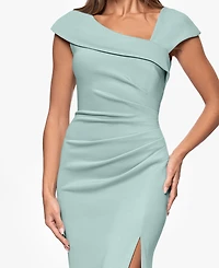 Xscape Women's Asymmetric-Neck Side-Slit Gown