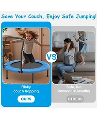Sugift Kids Trampoline Rebounder with Padded Handrail, Foldable Mini Indoor Trampoline for Toddlers, Balance and Fitness Training