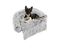 Akiudex Gray Plush Calming Dog Couch Bed with Anti-Slip Bottom