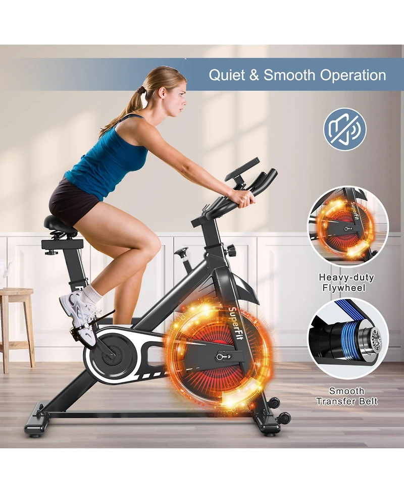 Indoor Silent Belt Drive Adjustable Resistance Cycling Stationary Bike