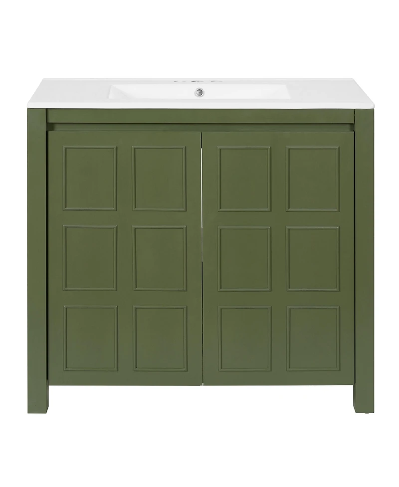 Casainc 36" Bathroom Vanity Organizer with Ceramic Sink, Stylish & Functional Storage
