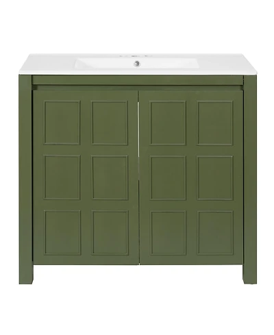 Casainc 36" Bathroom Vanity Organizer with Ceramic Sink, Stylish & Functional Storage