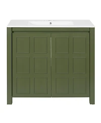 Casainc 36" Bathroom Vanity Organizer with Ceramic Sink, Stylish & Functional Storage