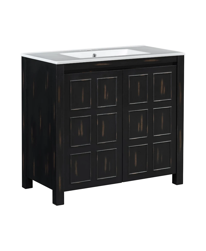 Casainc 36" Bathroom Vanity Organizer with Ceramic Sink, Stylish & Functional Storage