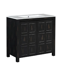 Casainc 36" Bathroom Vanity Organizer with Ceramic Sink, Stylish & Functional Storage