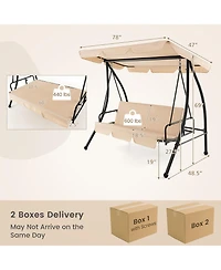 Gymax Outdoor Swing Chair Glider Patio Hammock Converting Flatbed w/ Adjustable Canopy