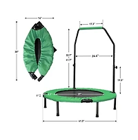 Zenova 40inch Foldable Mini Trampoline Orange Fitness Rebounder with Adjustable Foam Handle