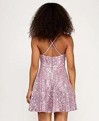 Emerald Sundae Juniors' Sequined Lace Fit & Flare Dress